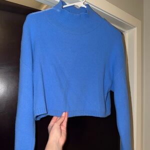 Blue Mock-Neck Sweater - Zara